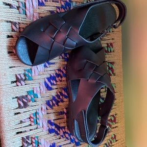 Danita Danish Clog Sandals, black, original polished Cherokee leather. Size 43.